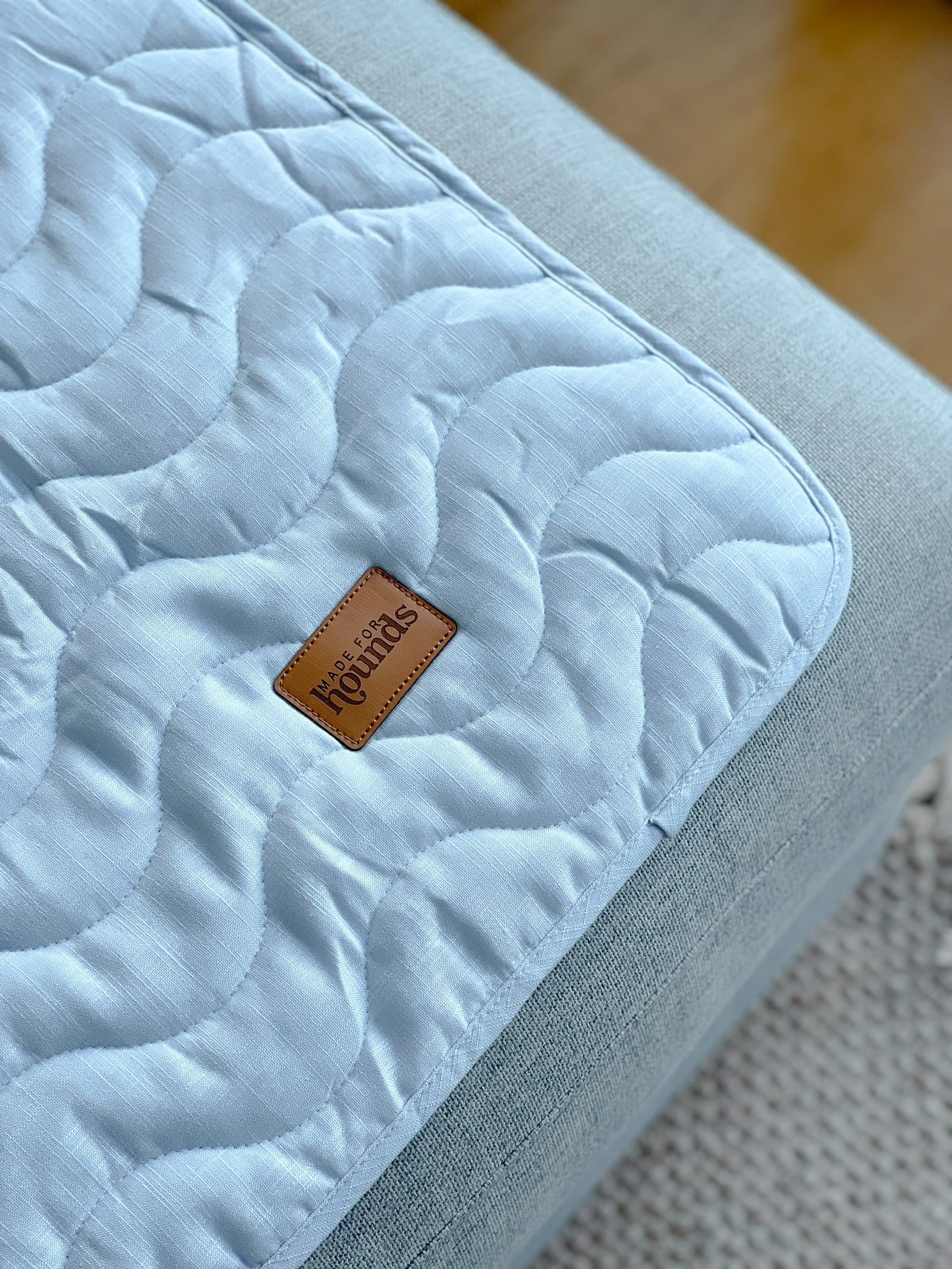 Quilted Linen Couch Mat - Powder Blue
