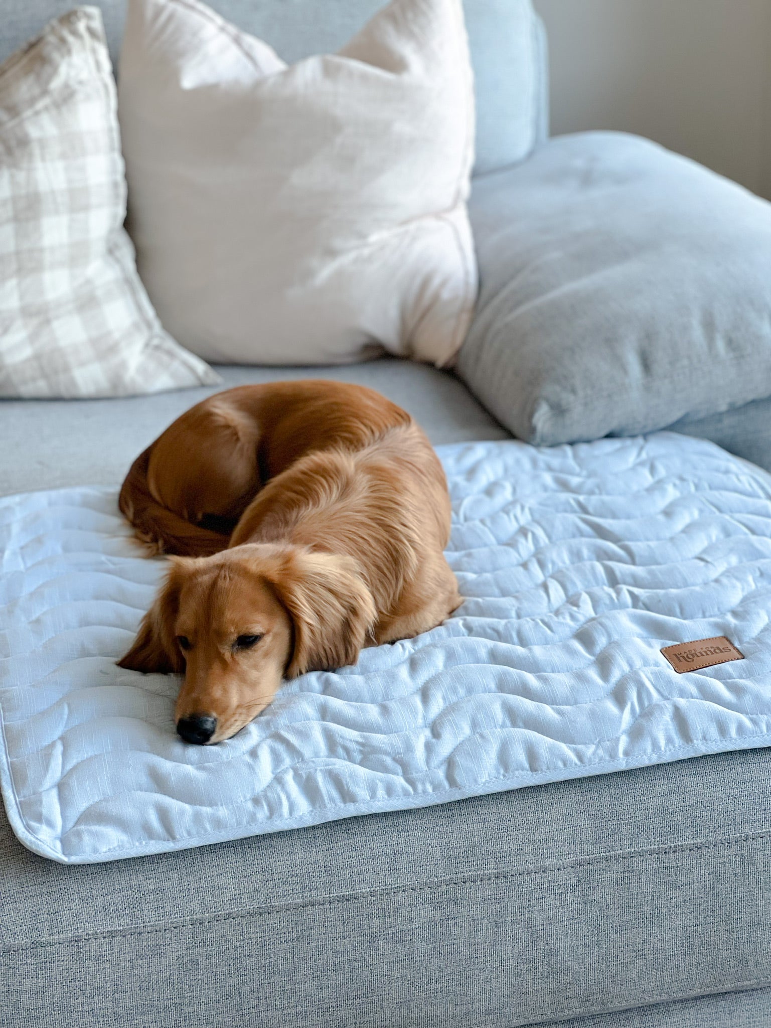 Quilted Linen Couch Mat - Powder Blue