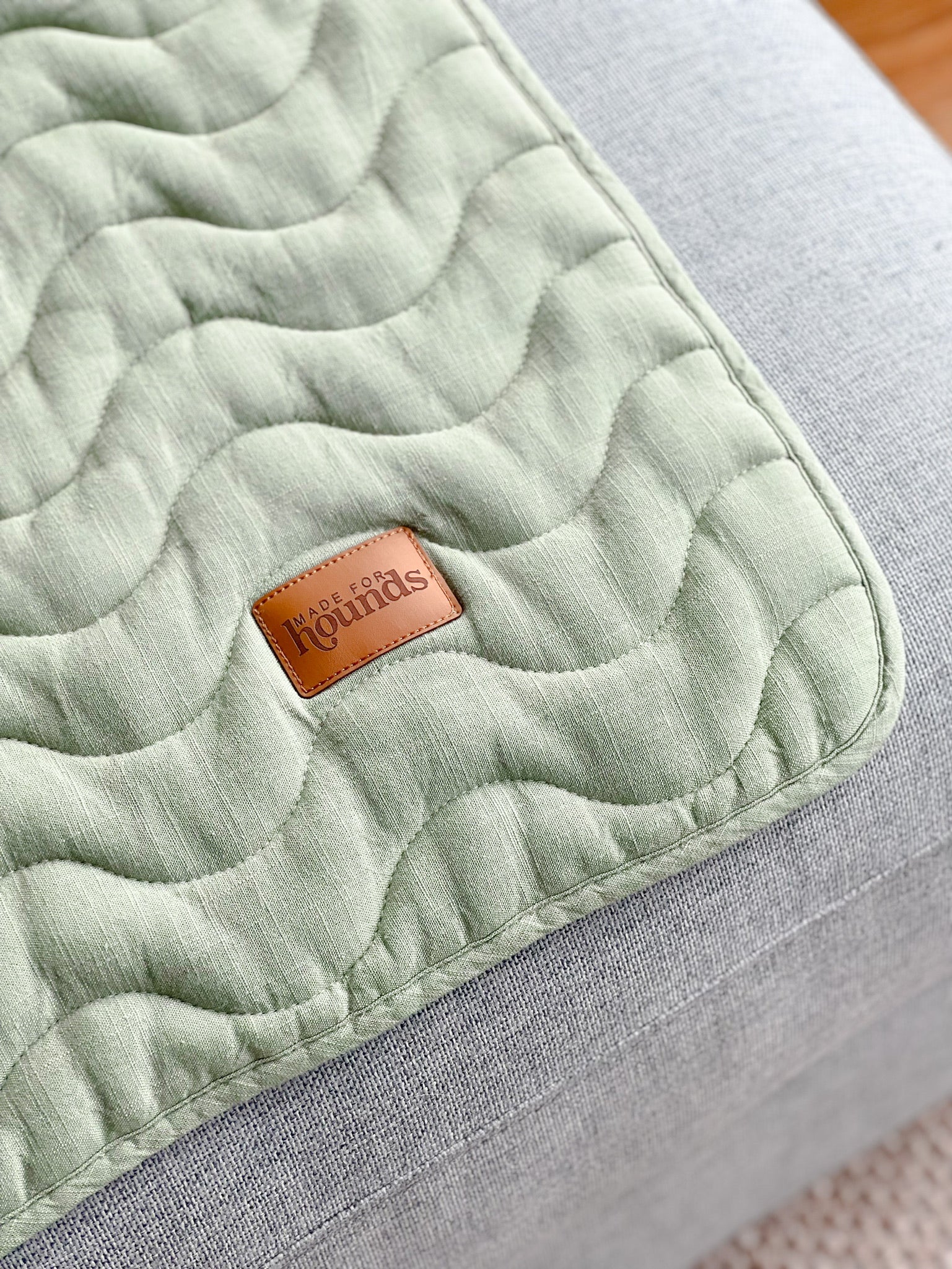 Quilted Linen Couch Mat - Sage Green