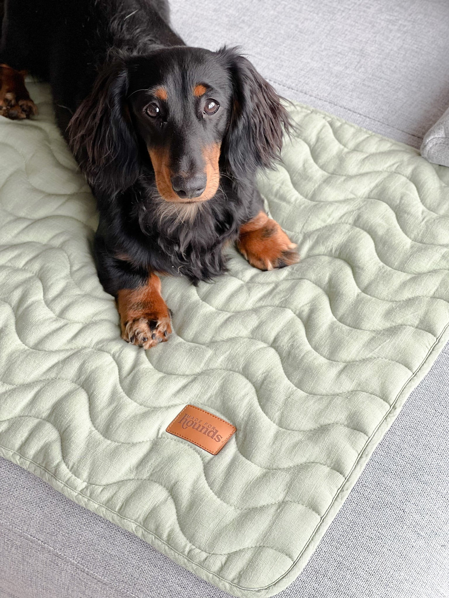 Quilted Linen Couch Mat - Sage Green