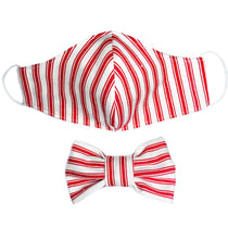Handmade for Hounds Red Stripe Face Mask and Bowtie